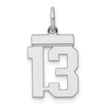 Sterling Silver/Rhodium-plated Polished Number 13 Charm, 20 x 8 mm