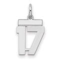 Sterling Silver/Rhodium-plated Polished Number 17 Charm, 20 x 8 mm
