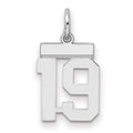 Sterling Silver/Rhodium-plated Polished Number 19 Charm, 20 x 8 mm