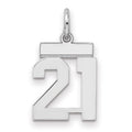 Sterling Silver/Rhodium-plated Polished Number 21 Charm, 20 x 8 mm
