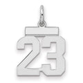 Sterling Silver/Rhodium-plated Polished Number 23 Charm, 20 x 8 mm