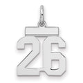 Sterling Silver/Rhodium-plated Polished Number 26 Charm, 20 x 8 mm