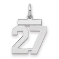 Sterling Silver/Rhodium-plated Polished Number 27 Charm, 20 x 8 mm