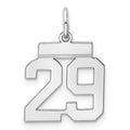 Sterling Silver/Rhodium-plated Polished Number 29 Charm, 20 x 8 mm