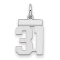 Sterling Silver/Rhodium-plated Polished Number 31 Charm, 20 x 8 mm