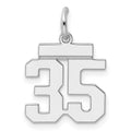 Sterling Silver/Rhodium-plated Polished Number 35 Charm, 20 x 8 mm