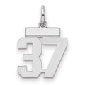 Sterling Silver/Rhodium-plated Polished Number 37 Charm, 20 x 8 mm