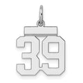 Sterling Silver/Rhodium-plated Polished Number 39 Charm, 20 x 8 mm