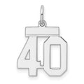 Sterling Silver/Rhodium-plated Polished Number 40 Charm, 20 x 8 mm