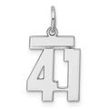 Sterling Silver/Rhodium-plated Polished Number 41 Charm, 20 x 8 mm