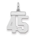 Sterling Silver/Rhodium-plated Polished Number 45 Charm, 20 x 8 mm