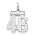 Sterling Silver/Rhodium-plated Polished Number 46 Charm, 20 x 8 mm