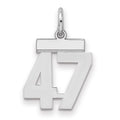 Sterling Silver/Rhodium-plated Polished Number 47 Charm, 20 x 8 mm