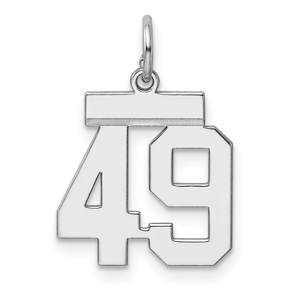 Sterling Silver/Rhodium-plated Polished Number 49 Charm, 20 x 8 mm