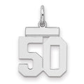 Sterling Silver/Rhodium-plated Polished Number 50 Charm, 20 x 8 mm