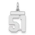 Sterling Silver/Rhodium-plated Polished Number 51 Charm, 20 x 8 mm