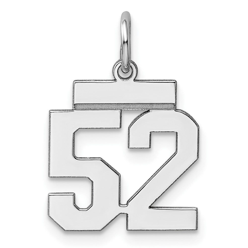 Sterling Silver/Rhodium-plated Polished Number 52 Charm, 20 x 8 mm