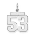 Sterling Silver/Rhodium-plated Polished Number 53 Charm, 20 x 8 mm