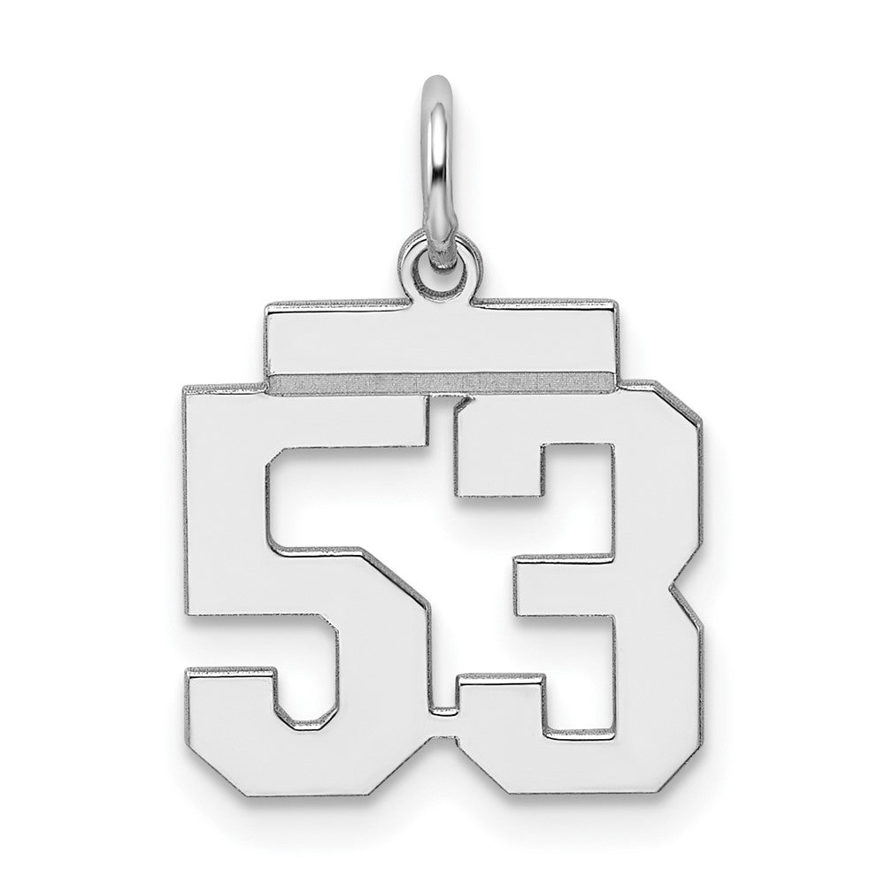 Sterling Silver/Rhodium-plated Polished Number 53 Charm, 20 x 8 mm