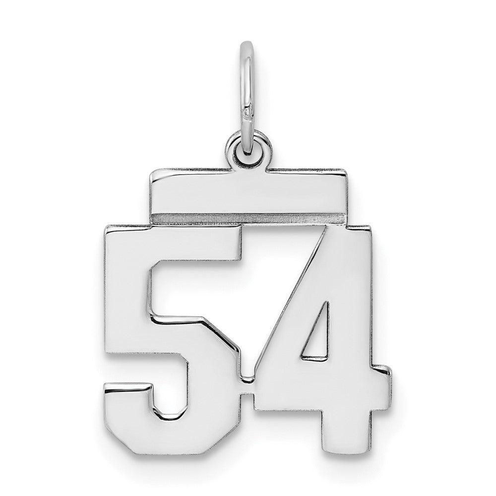 Sterling Silver/Rhodium-plated Polished Number 54 Charm, 20 x 8 mm
