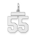 Sterling Silver/Rhodium-plated Polished Number 55 Charm, 20 x 8 mm
