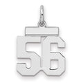 Sterling Silver/Rhodium-plated Polished Number 56 Charm, 20 x 8 mm