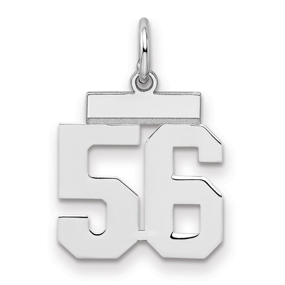 Sterling Silver/Rhodium-plated Polished Number 56 Charm, 20 x 8 mm