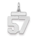 Sterling Silver/Rhodium-plated Polished Number 57 Charm, 20 x 8 mm