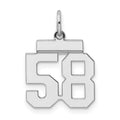 Sterling Silver/Rhodium-plated Polished Number 58 Charm, 20 x 8 mm