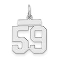 Sterling Silver/Rhodium-plated Polished Number 59 Charm, 20 x 8 mm