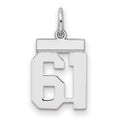 Sterling Silver/Rhodium-plated Polished Number 61 Charm, 20 x 8 mm