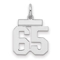 Sterling Silver/Rhodium-plated Polished Number 65 Charm, 20 x 8 mm