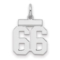 Sterling Silver/Rhodium-plated Polished Number 66 Charm, 20 x 8 mm