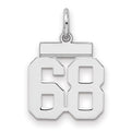 Sterling Silver/Rhodium-plated Polished Number 68 Charm, 20 x 8 mm