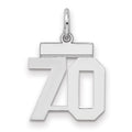Sterling Silver/Rhodium-plated Polished Number 70 Charm, 20 x 8 mm