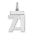 Sterling Silver/Rhodium-plated Polished Number 71 Charm, 20 x 8 mm