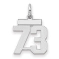 Sterling Silver/Rhodium-plated Polished Number 73 Charm, 20 x 8 mm