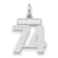 Sterling Silver/Rhodium-plated Polished Number 74 Charm, 20 x 8 mm