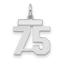 Sterling Silver/Rhodium-plated Polished Number 75 Charm, 20 x 8 mm