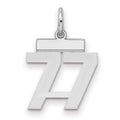 Sterling Silver/Rhodium-plated Polished Number 77 Charm, 20 x 8 mm