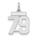 Sterling Silver/Rhodium-plated Polished Number 79 Charm, 20 x 8 mm