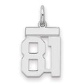 Sterling Silver/Rhodium-plated Polished Number 81 Charm, 20 x 8 mm