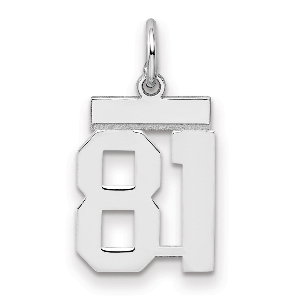 Sterling Silver/Rhodium-plated Polished Number 81 Charm, 20 x 8 mm