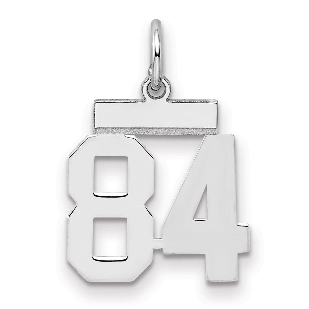 Sterling Silver/Rhodium-plated Polished Number 84 Charm, 20 x 8 mm