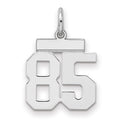 Sterling Silver/Rhodium-plated Polished Number 85 Charm, 20 x 8 mm