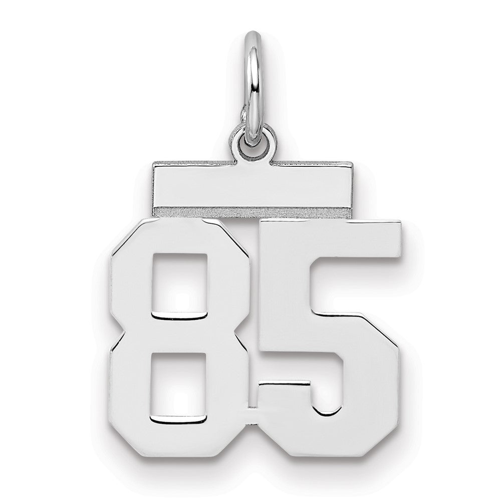 Sterling Silver/Rhodium-plated Polished Number 85 Charm, 20 x 8 mm