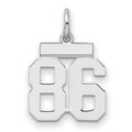 Sterling Silver/Rhodium-plated Polished Number 86 Charm, 20 x 8 mm