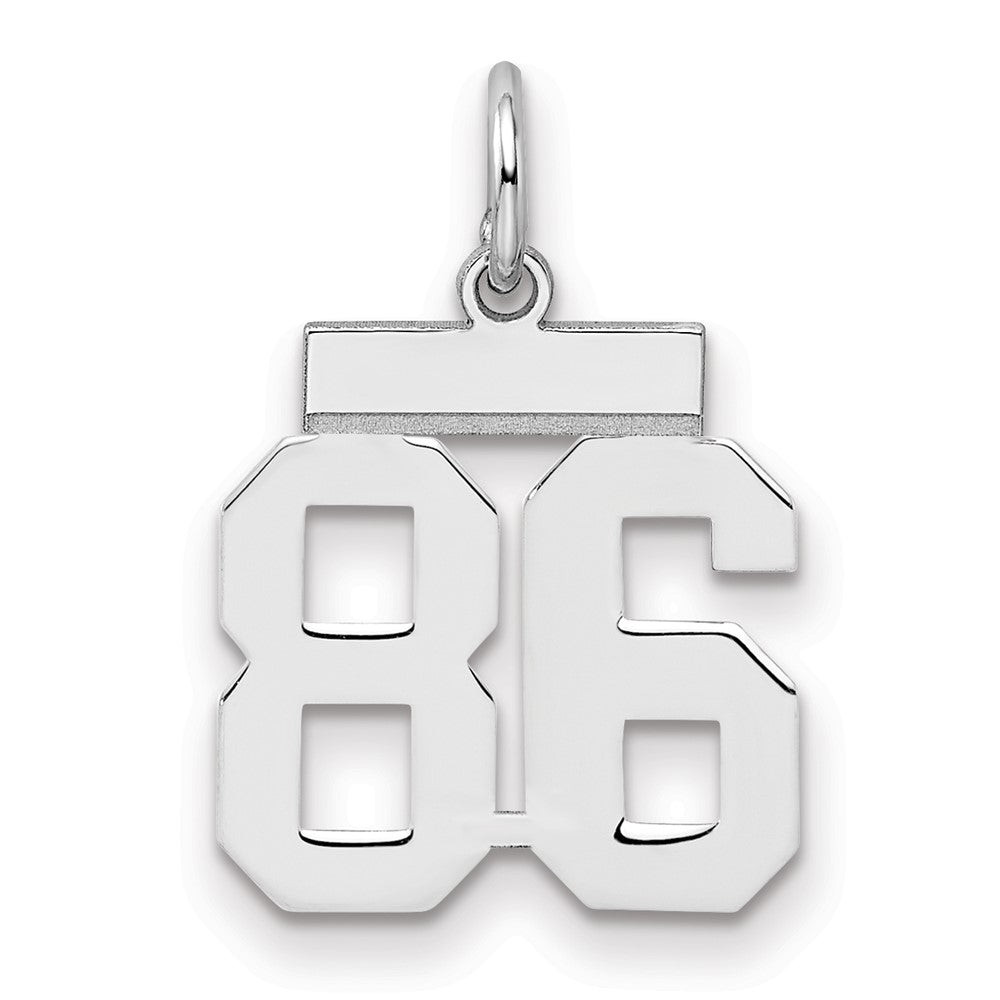 Sterling Silver/Rhodium-plated Polished Number 86 Charm, 20 x 8 mm
