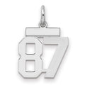 Sterling Silver/Rhodium-plated Polished Number 87 Charm, 20 x 8 mm