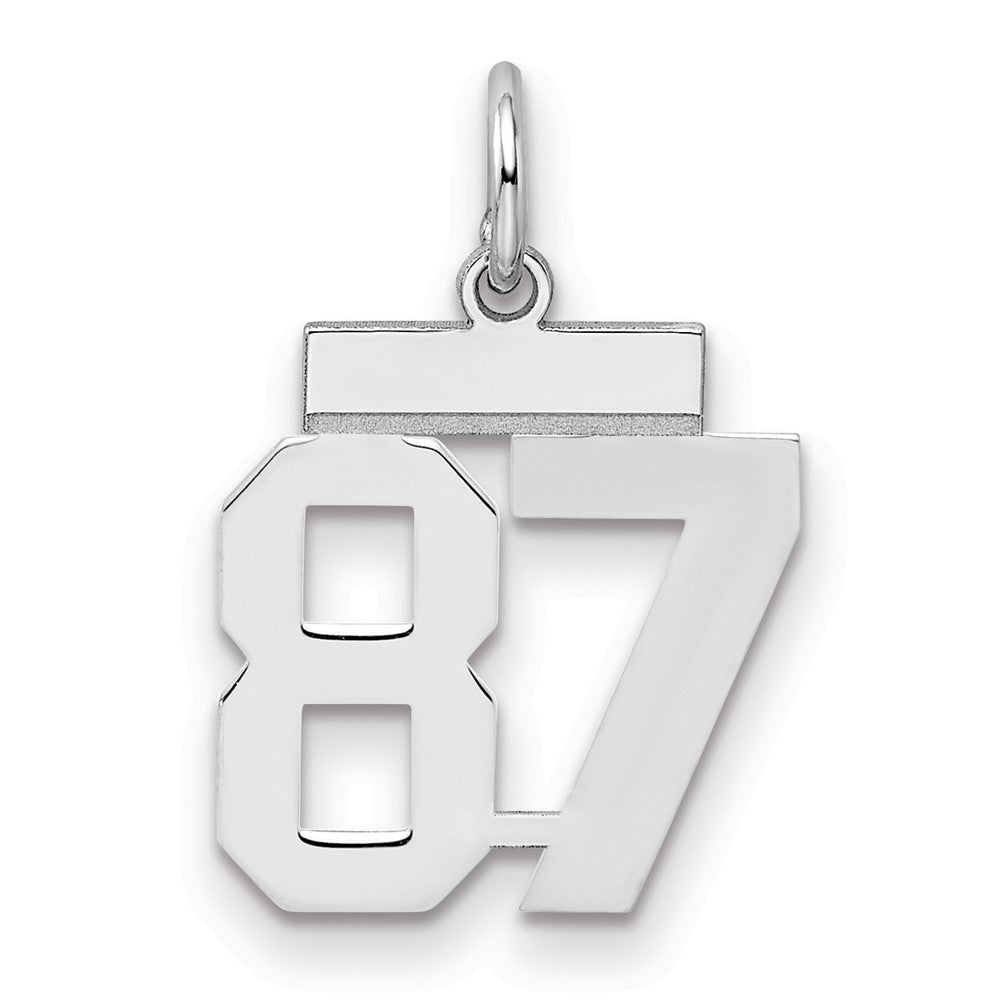 Sterling Silver/Rhodium-plated Polished Number 87 Charm, 20 x 8 mm